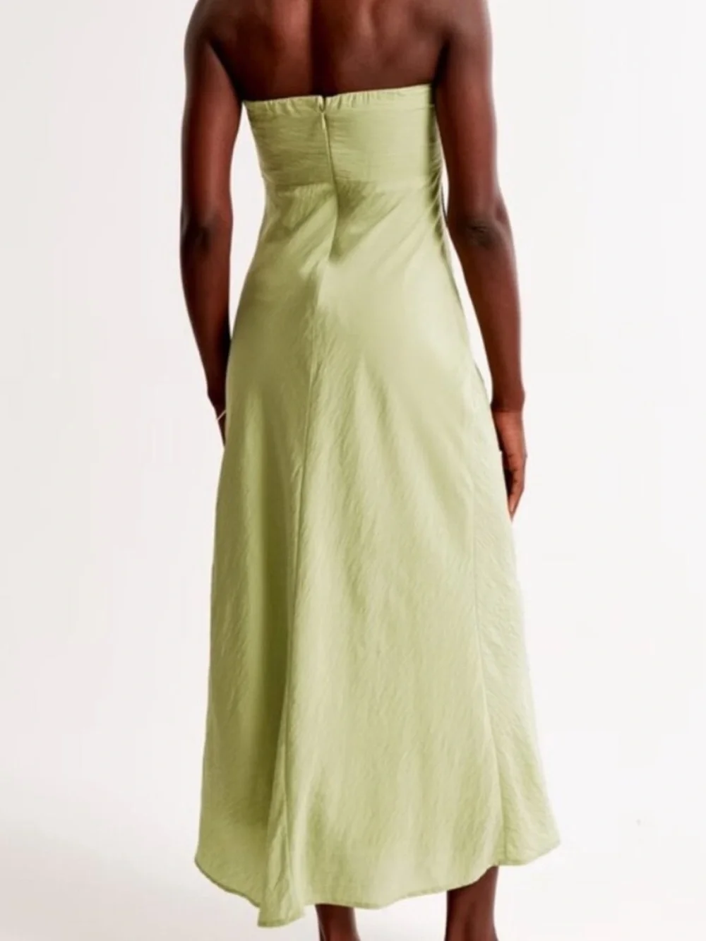Abercrombie & Fitch Strapless Twist-Front Maxi Dress - Sage Green
